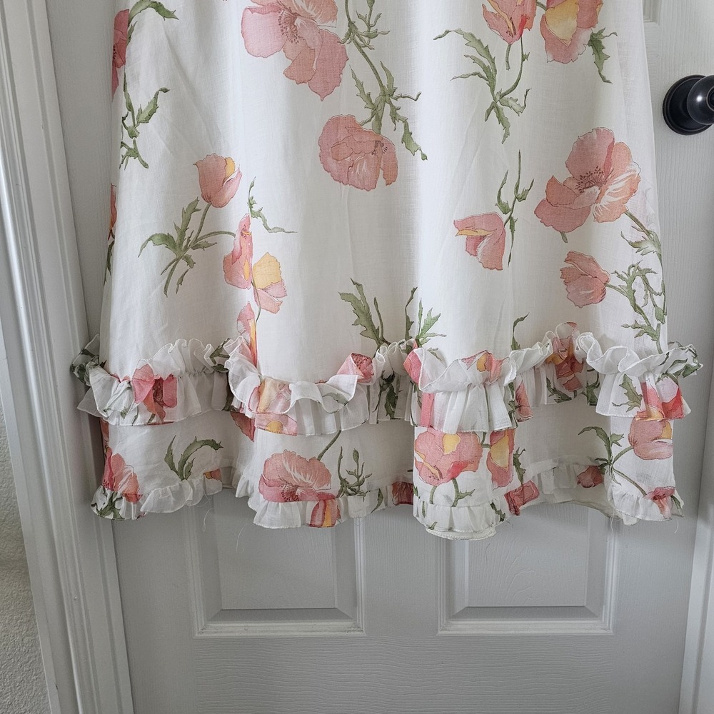 1970s 70s Vintage Dessy Creations Illusion Bodice Maxi Dress Poppy Floral #14 - Picture 2 of 16